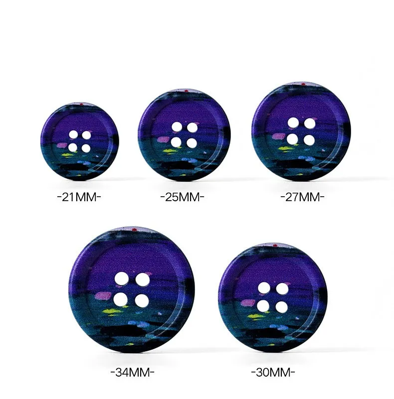 18-34mm Round Art Oil Painting Resin Buttons 60 Pack(12 Styles)