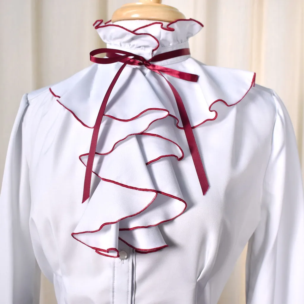 1980s Gray Ruffle Blouse
