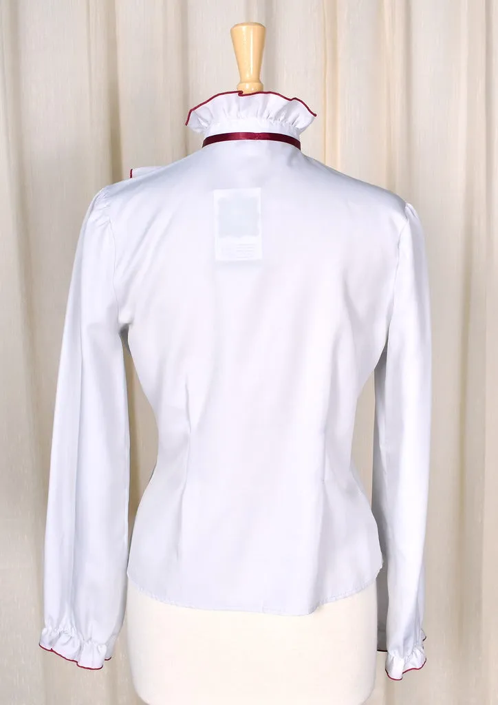 1980s Gray Ruffle Blouse