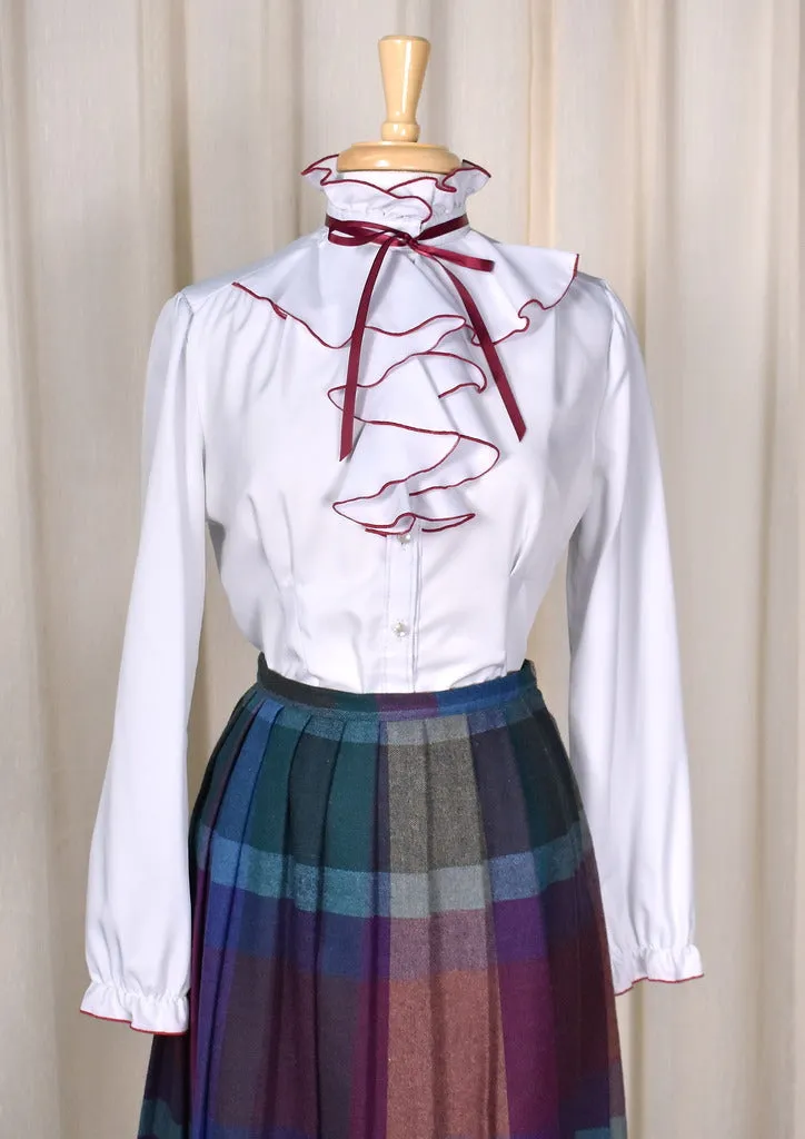 1980s Gray Ruffle Blouse
