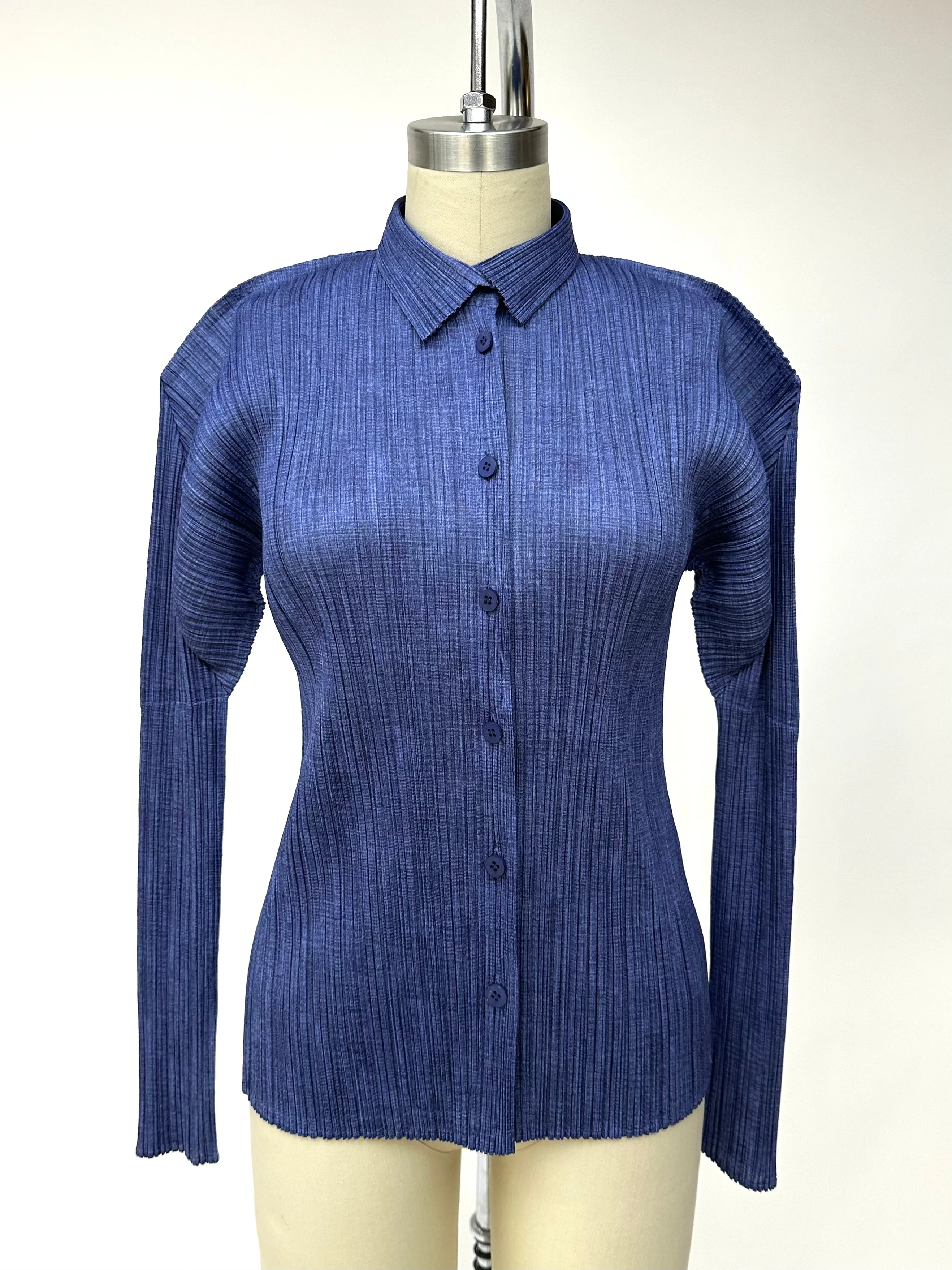 1990s Pleats Please Origami Denim Print Top