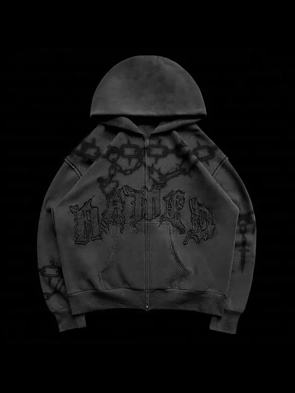 2000er Jahre Mehrfarbiger Kettenmuster Hoodie