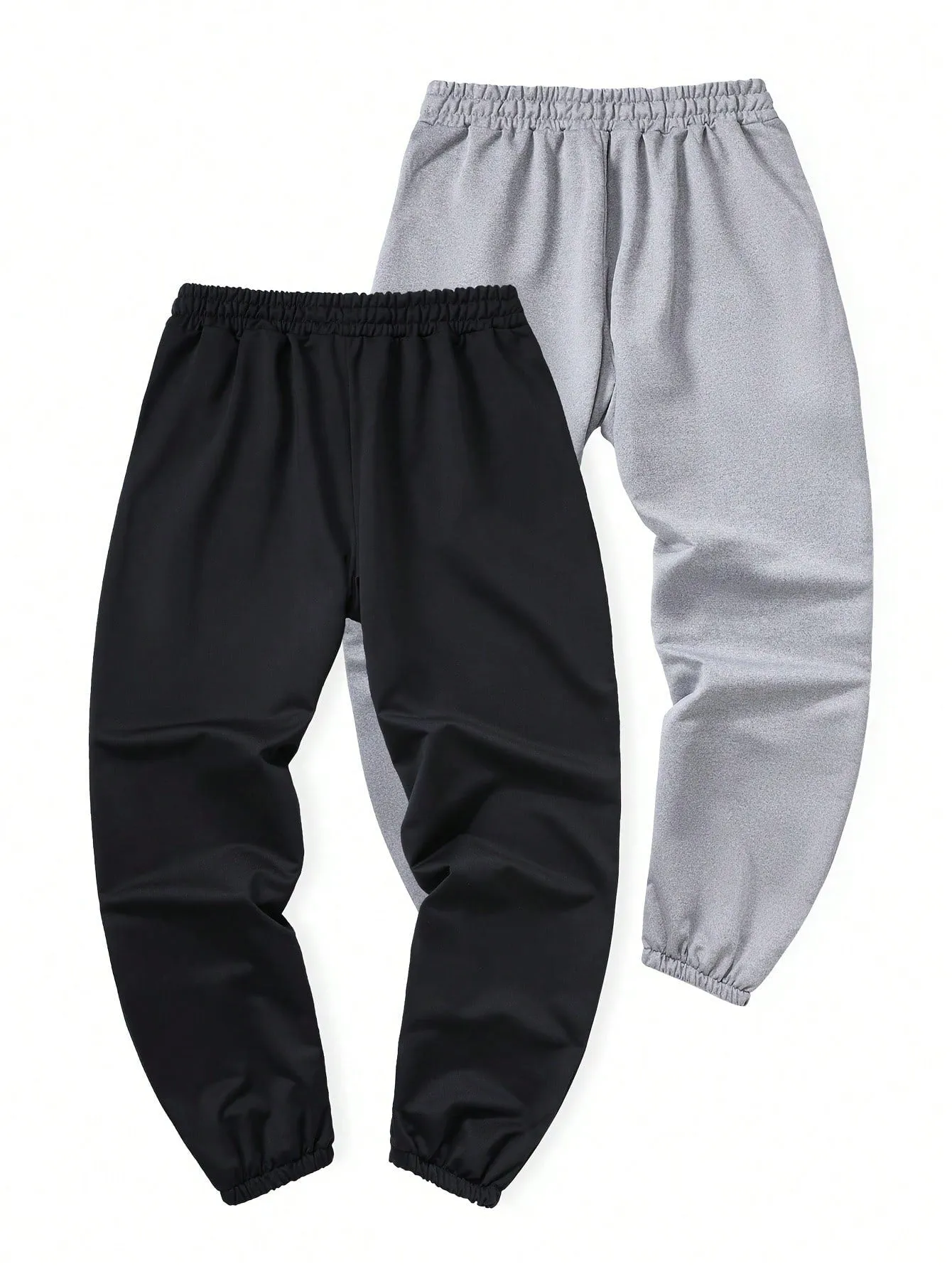 2pcs QA Mens' Solid Color Comfy Breathable Waist Drawstring Jogger Sweatpants With Elastic Cuffs