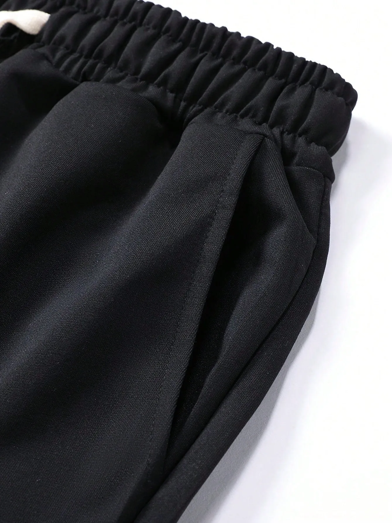 2pcs QA Mens' Solid Color Comfy Breathable Waist Drawstring Jogger Sweatpants With Elastic Cuffs