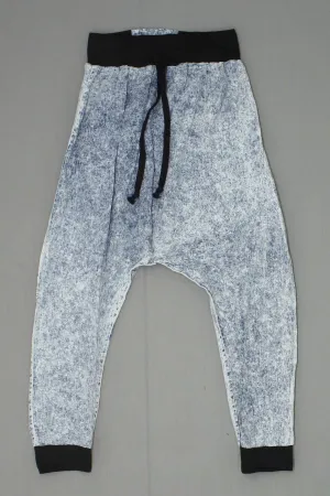 36 Point 5 Ladies Junior Fit Drop Crotch Bleach Wash Harem Capri Pants
