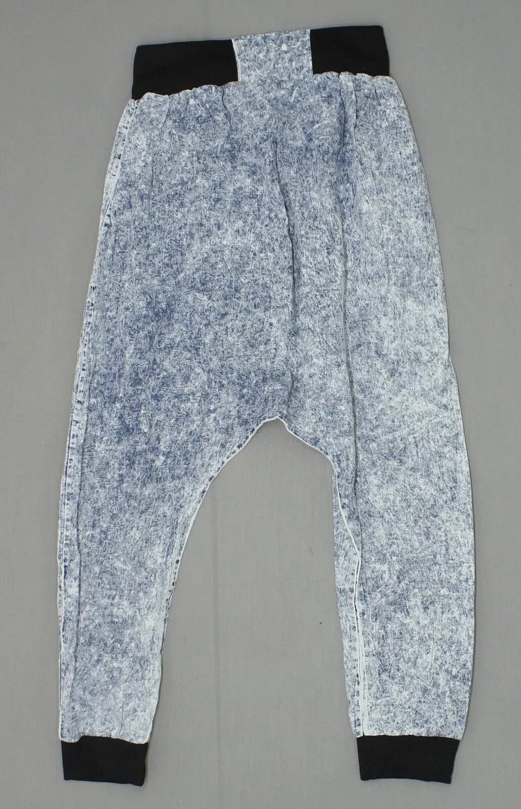 36 Point 5 Ladies Junior Fit Drop Crotch Bleach Wash Harem Capri Pants