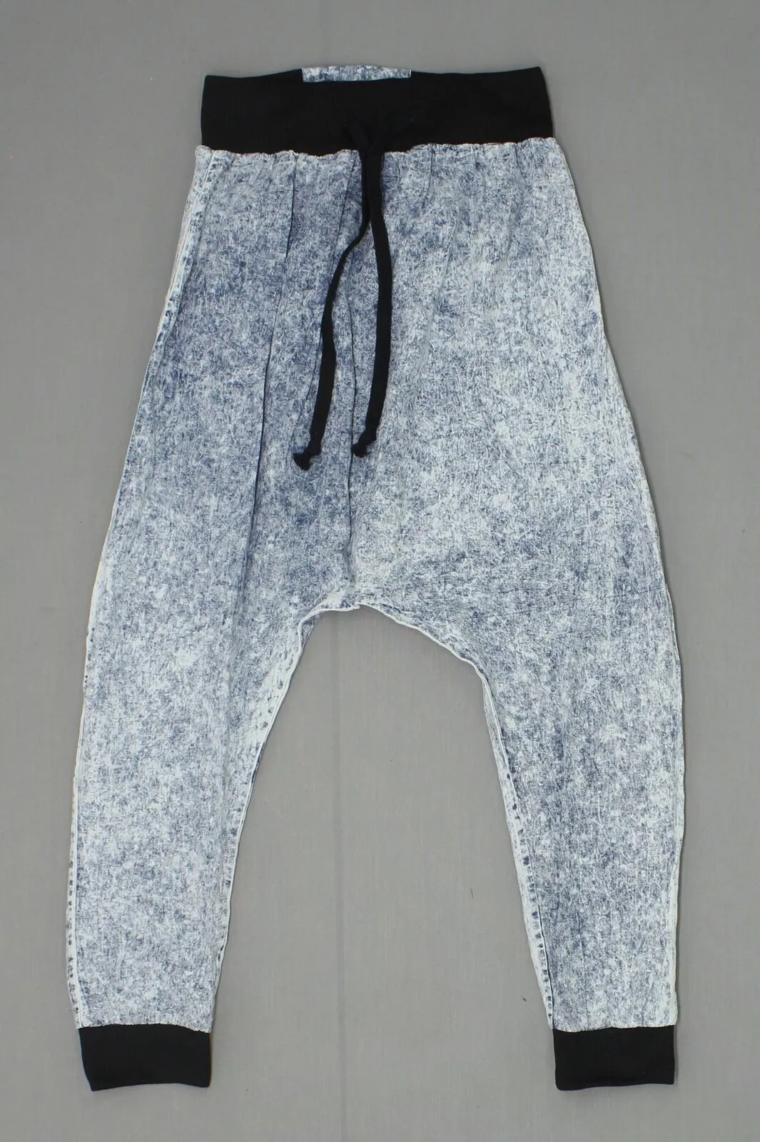 36 Point 5 Ladies Junior Fit Drop Crotch Bleach Wash Harem Capri Pants