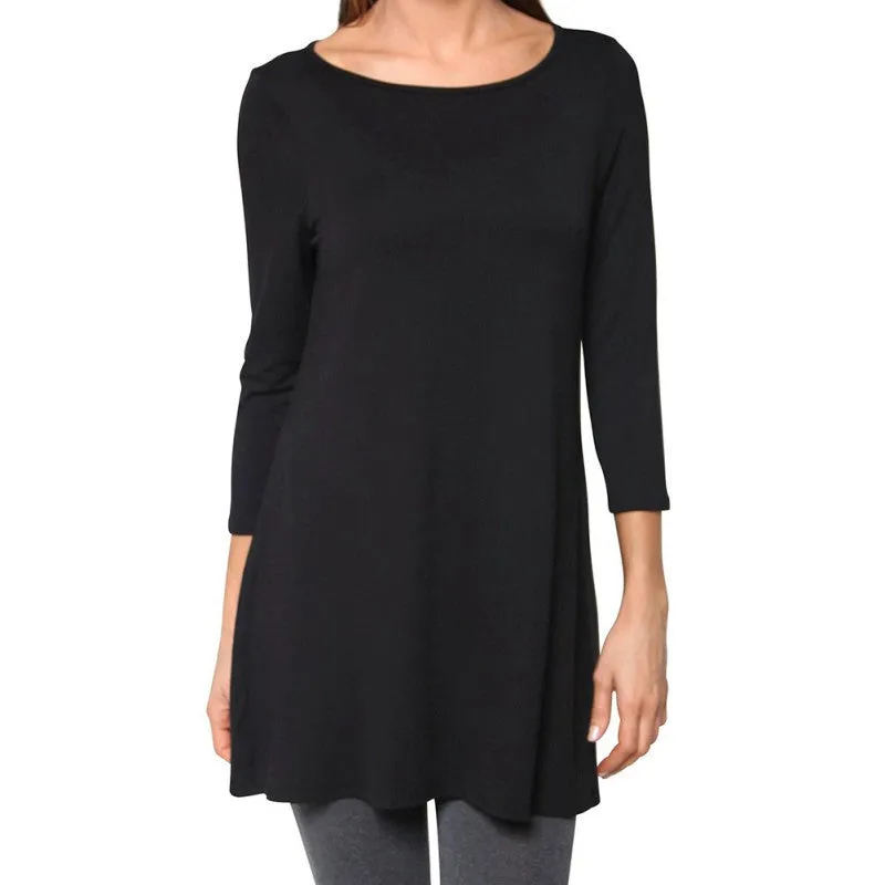 7 Colors Women Plus Size Casual Loose Round Neck T-shirt Solid Color Three Quarter Top S-XXL Size NW