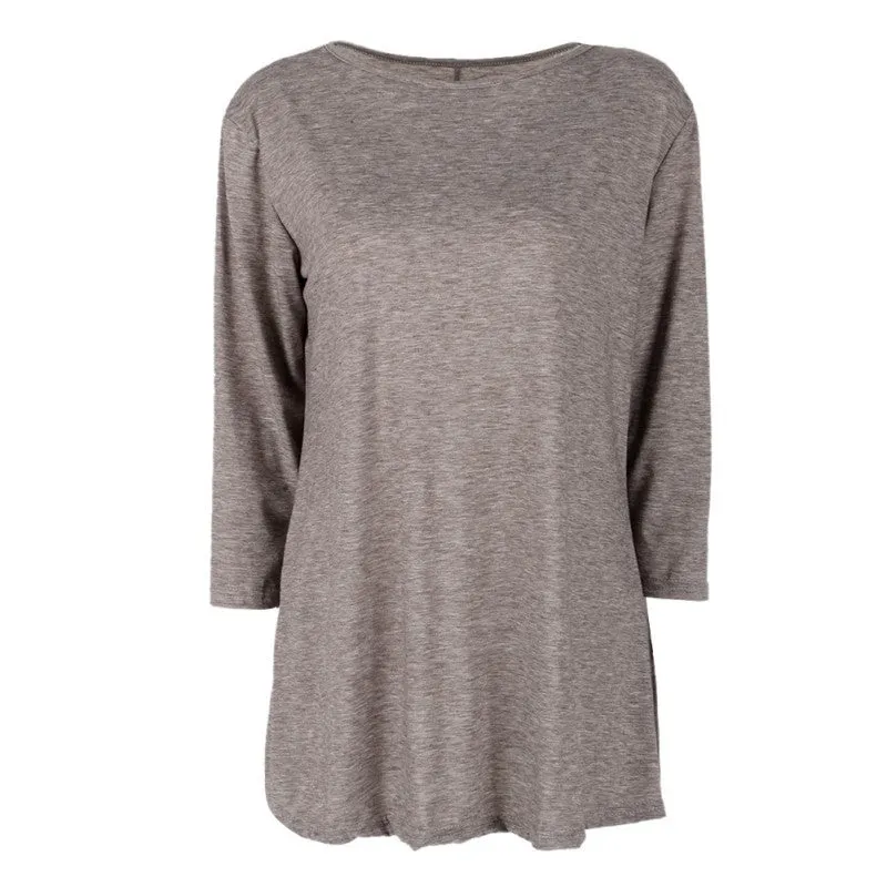 7 Colors Women Plus Size Casual Loose Round Neck T-shirt Solid Color Three Quarter Top S-XXL Size NW