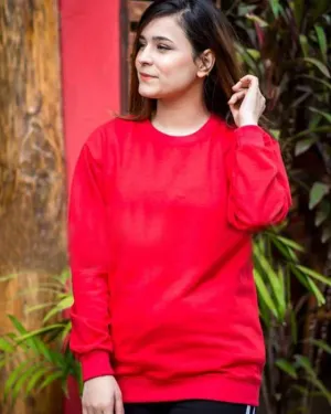 Ace Plain Red sweat Shirt For Women