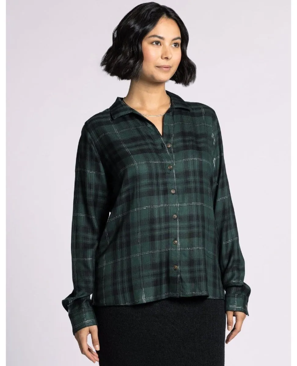 Adeline Pine Silver Plaid Top