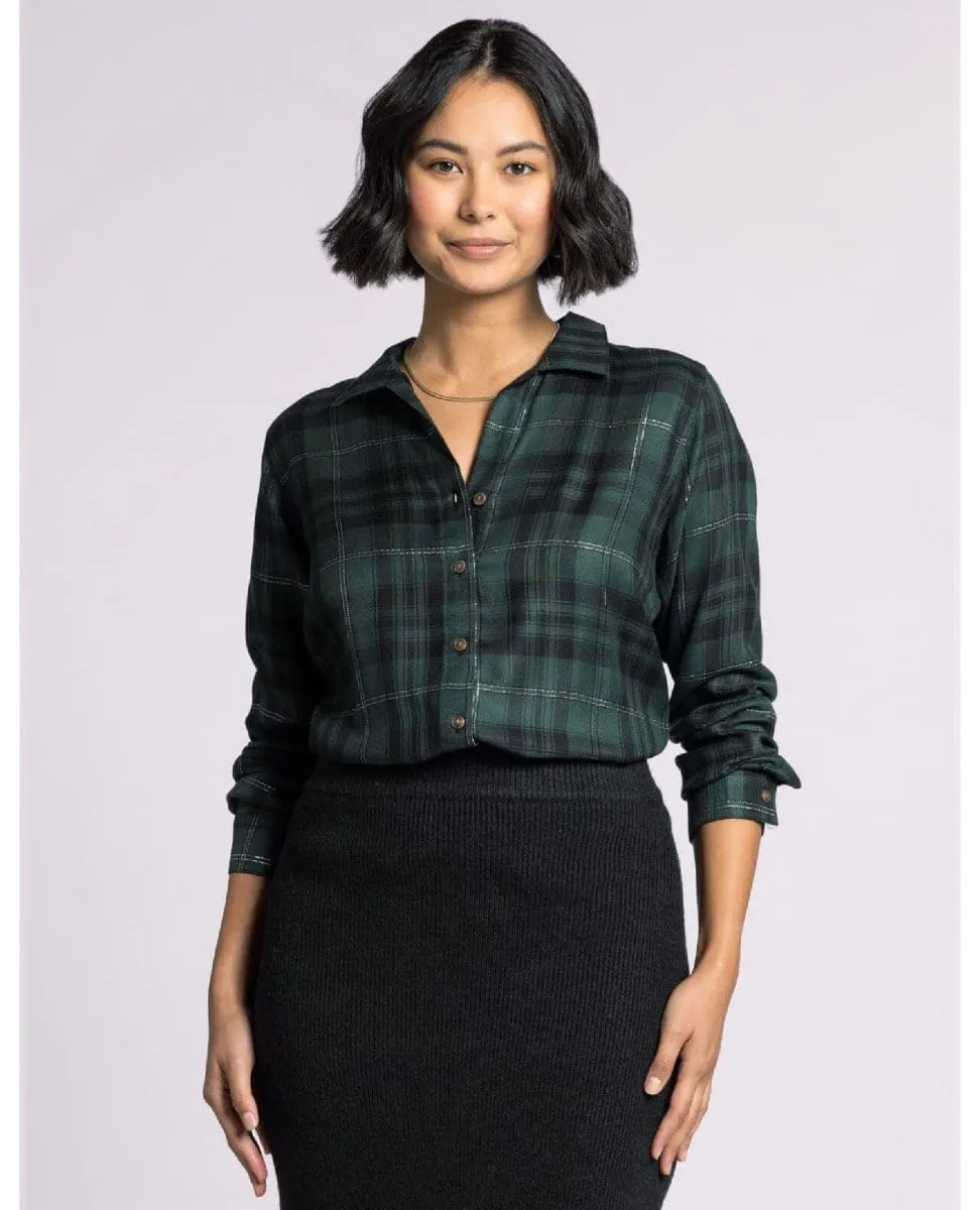 Adeline Pine Silver Plaid Top
