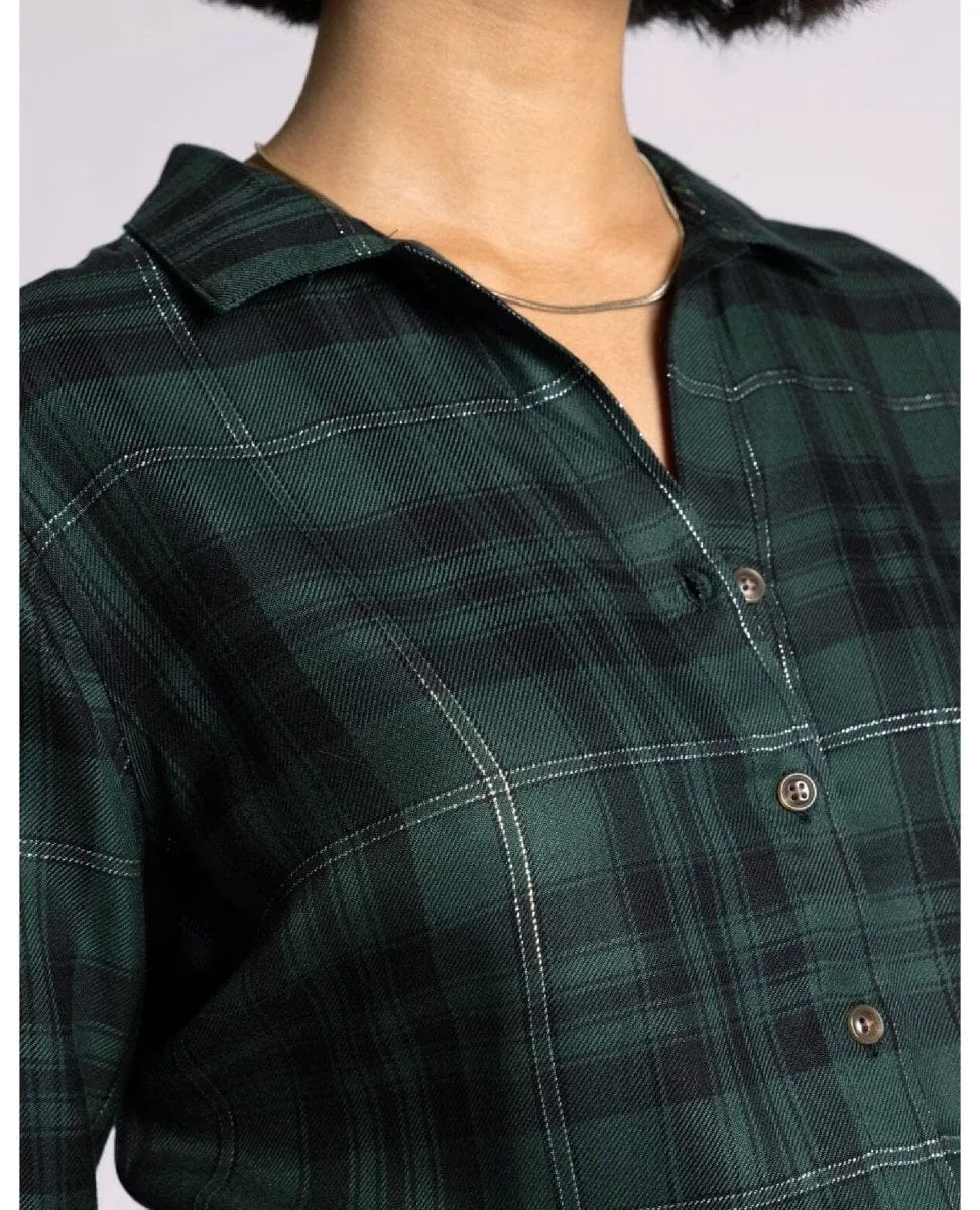 Adeline Pine Silver Plaid Top