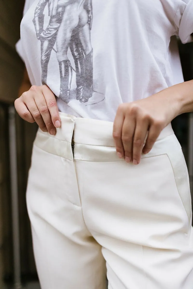 Alexander Wang Cream Tapered Silk Pants