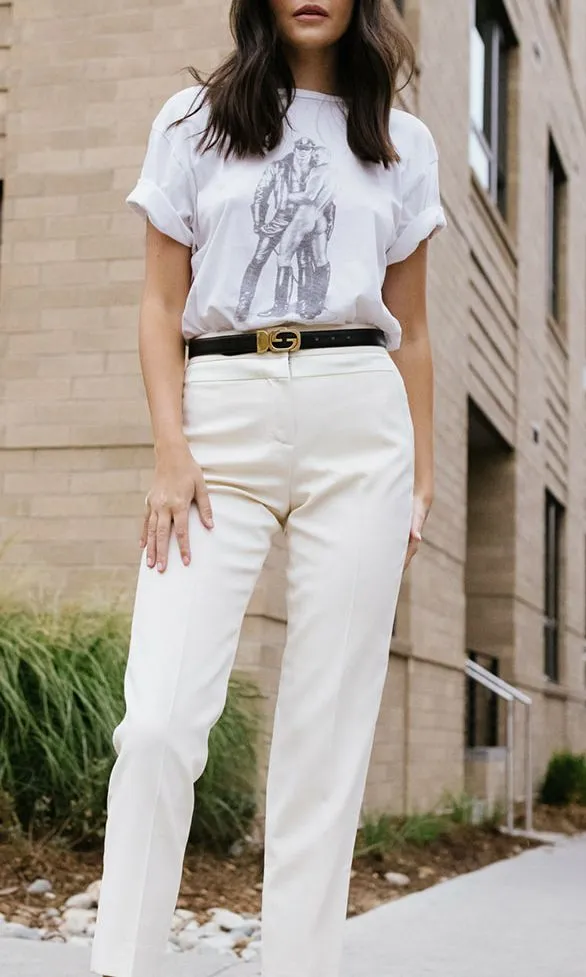 Alexander Wang Cream Tapered Silk Pants