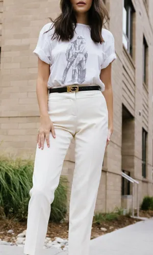Alexander Wang Cream Tapered Silk Pants