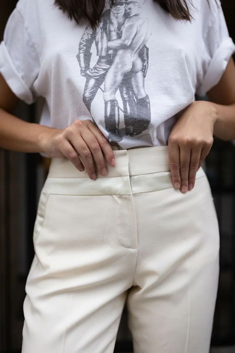 Alexander Wang Cream Tapered Silk Pants