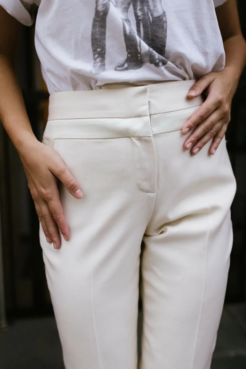Alexander Wang Cream Tapered Silk Pants