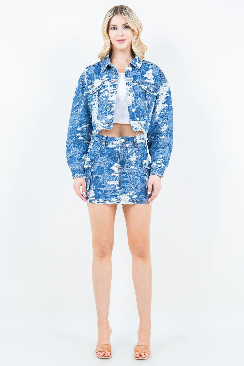 American Bazi Jacquard Trim Cargo Mini Skirt