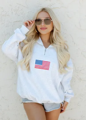 American Flag Quarter Zip Pullover