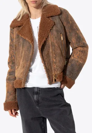 Aviator Shearling and Leather Short Jacket