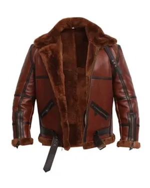 B3 Bomber Pilot Real Leather Jacket Brown Fur Jacket SRJ305