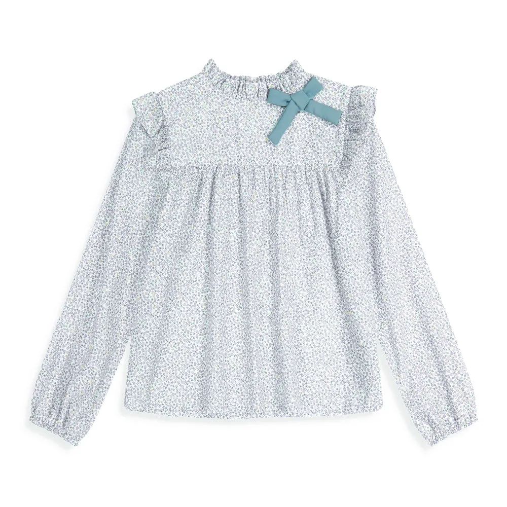 Back Button Meade Blouse -- Lavender Fields