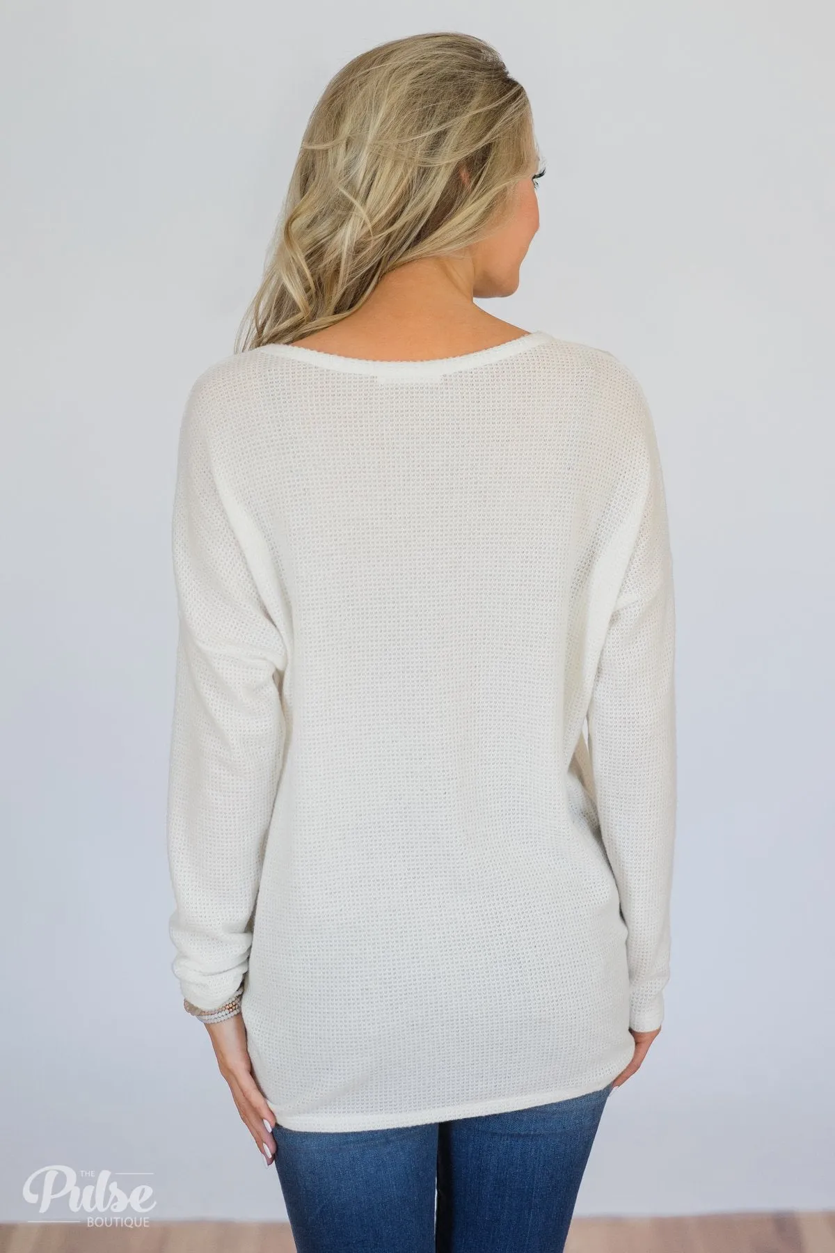 Back to You Thermal Button Top- Ivory