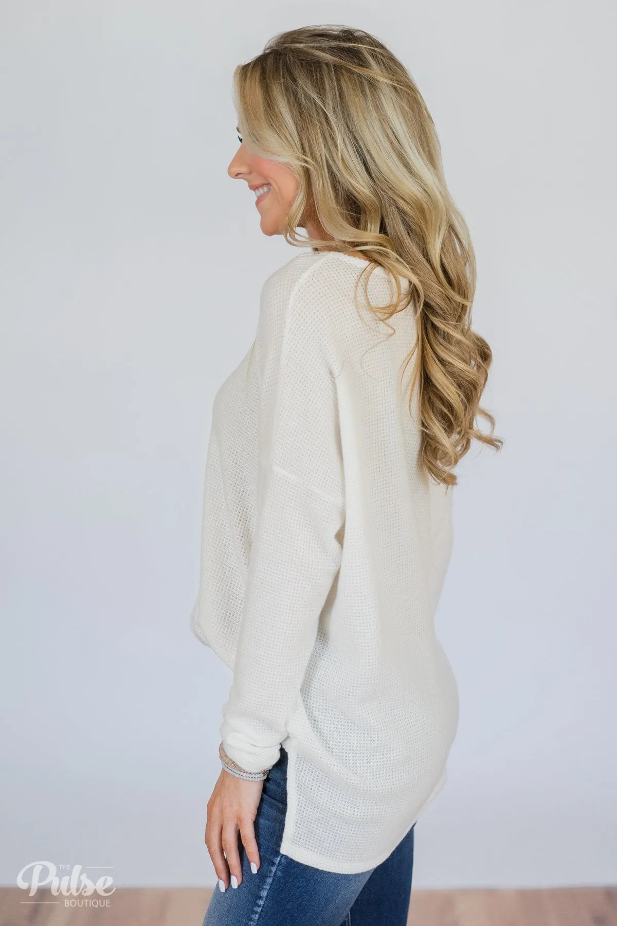 Back to You Thermal Button Top- Ivory