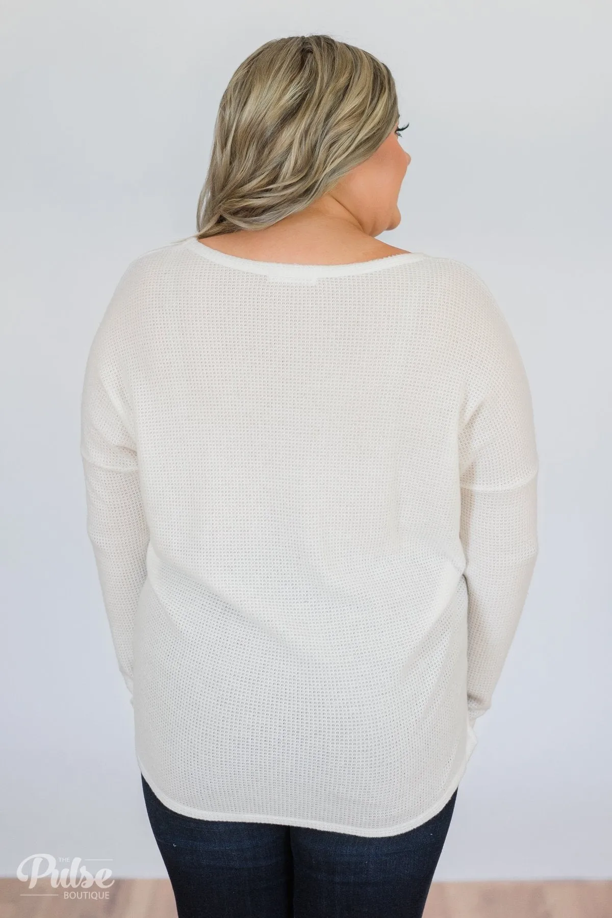 Back to You Thermal Button Top- Ivory
