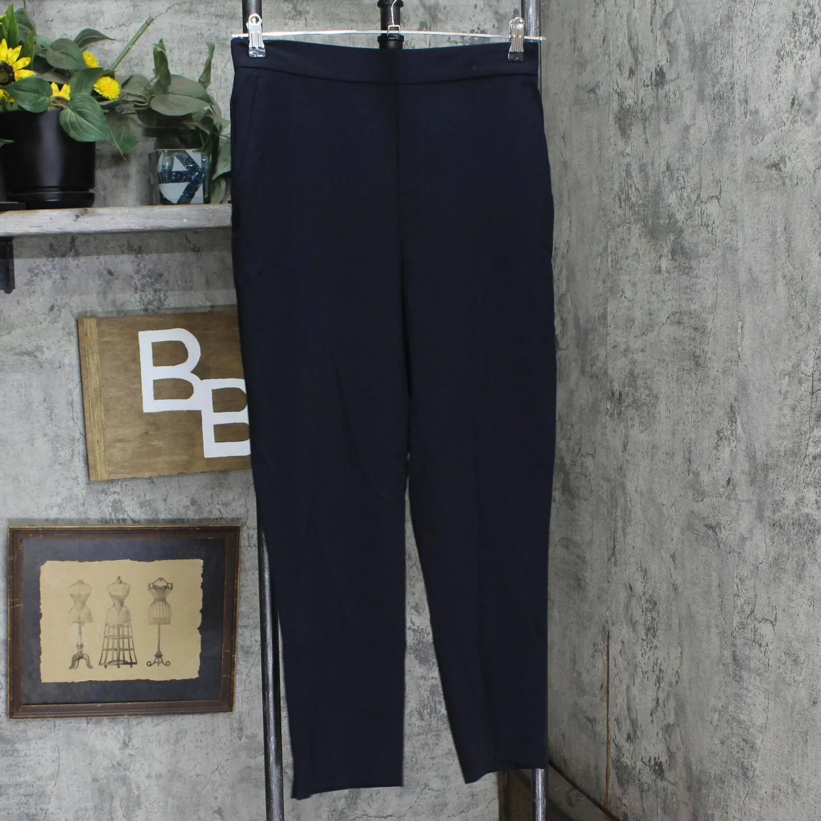Banana Republic Womens Pull On Tapered Elastic Waist Pants 1588693 Navy Blue 8