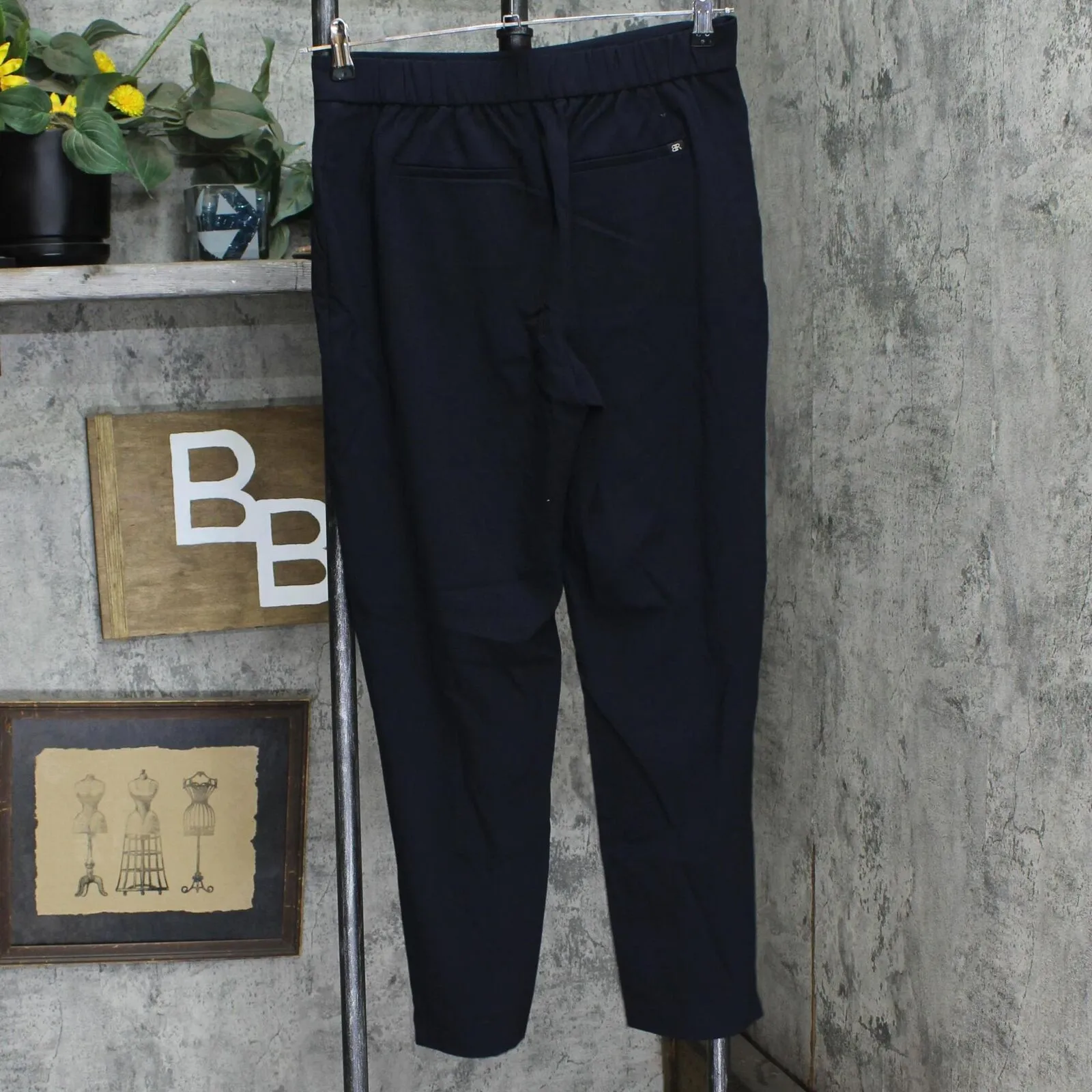 Banana Republic Womens Pull On Tapered Elastic Waist Pants 1588693 Navy Blue 8