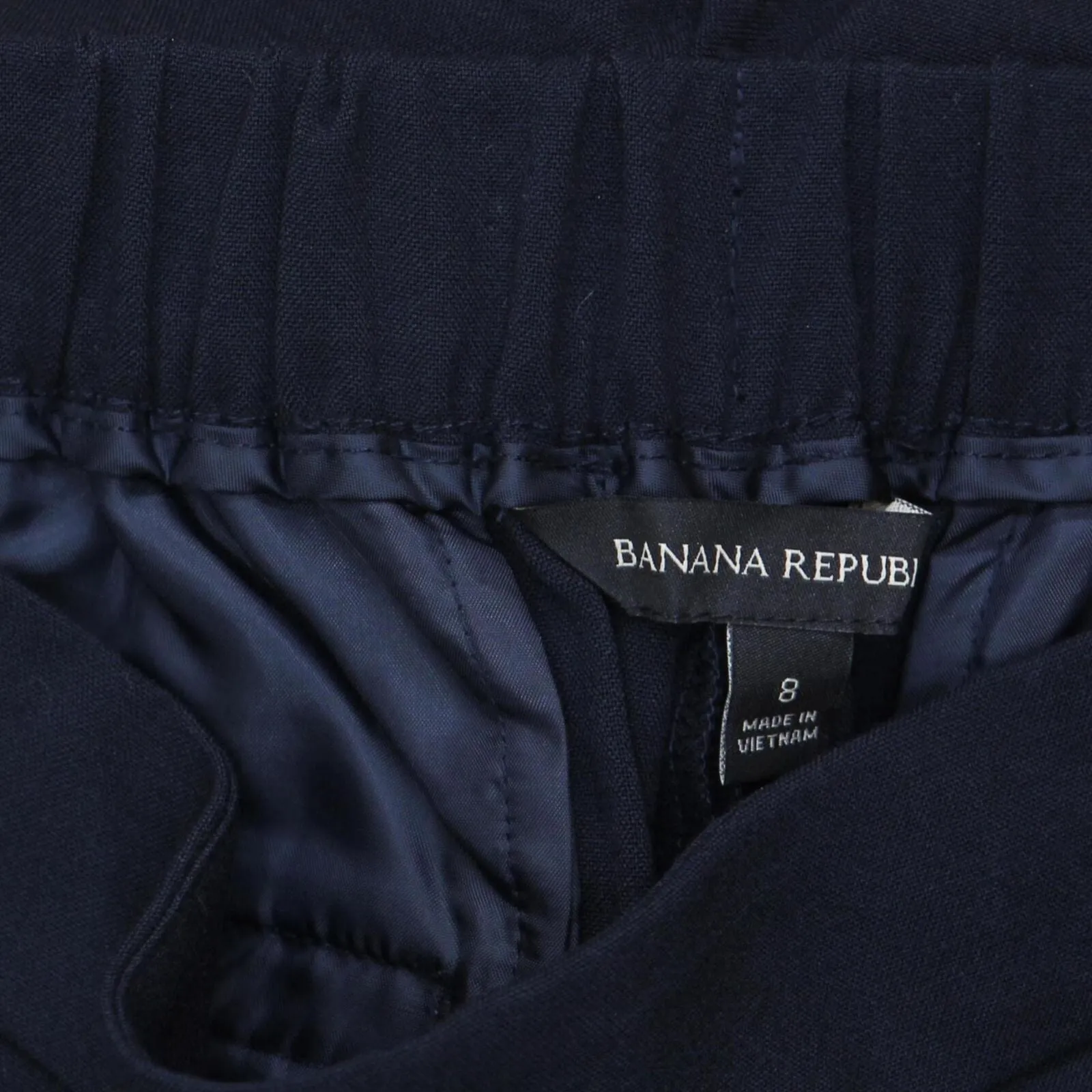 Banana Republic Womens Pull On Tapered Elastic Waist Pants 1588693 Navy Blue 8