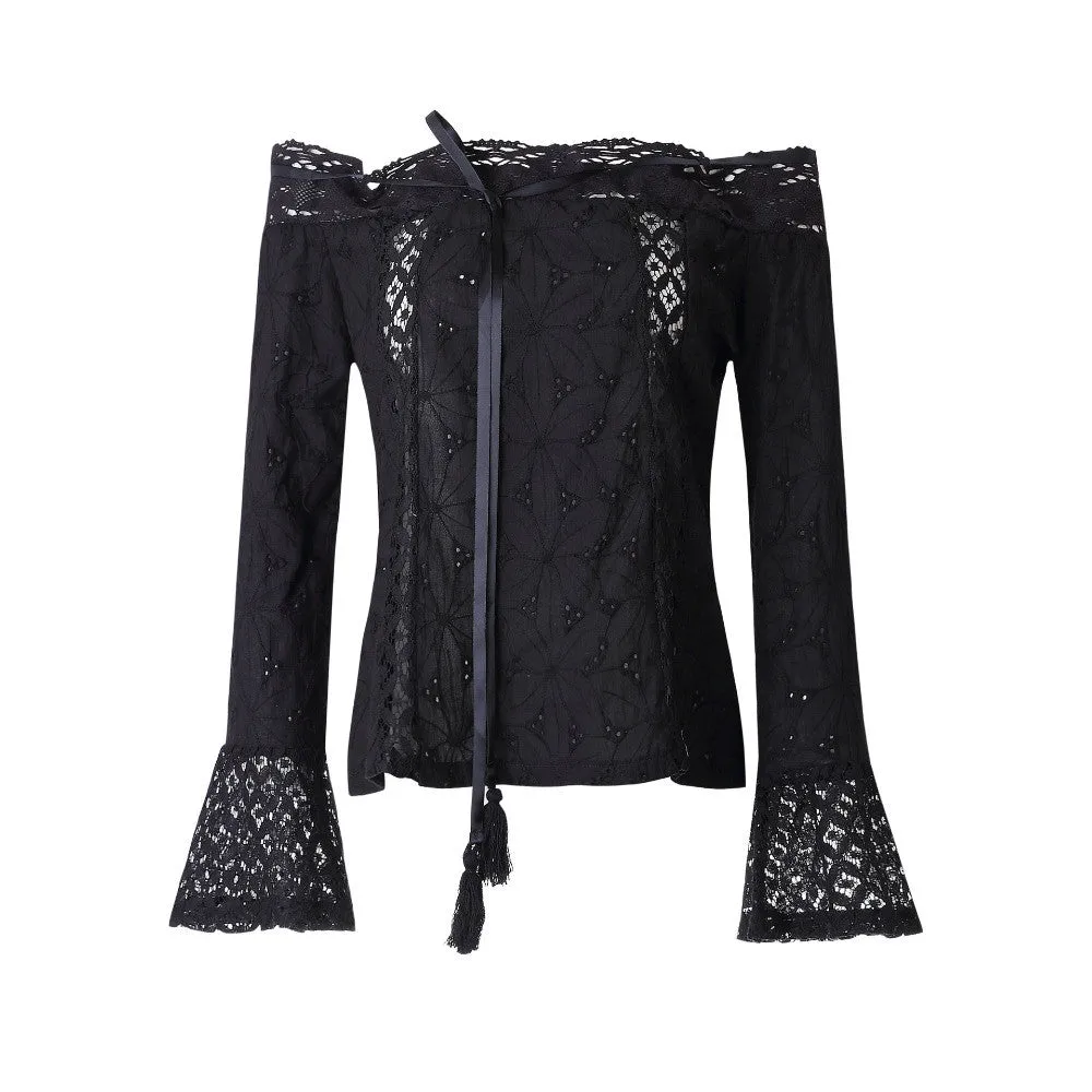 Beach Lace Long Sleeve Blouse