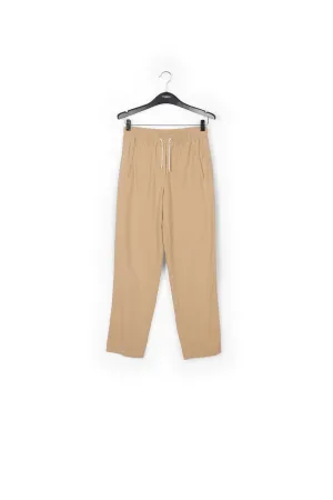 Beige cotton tapered pants