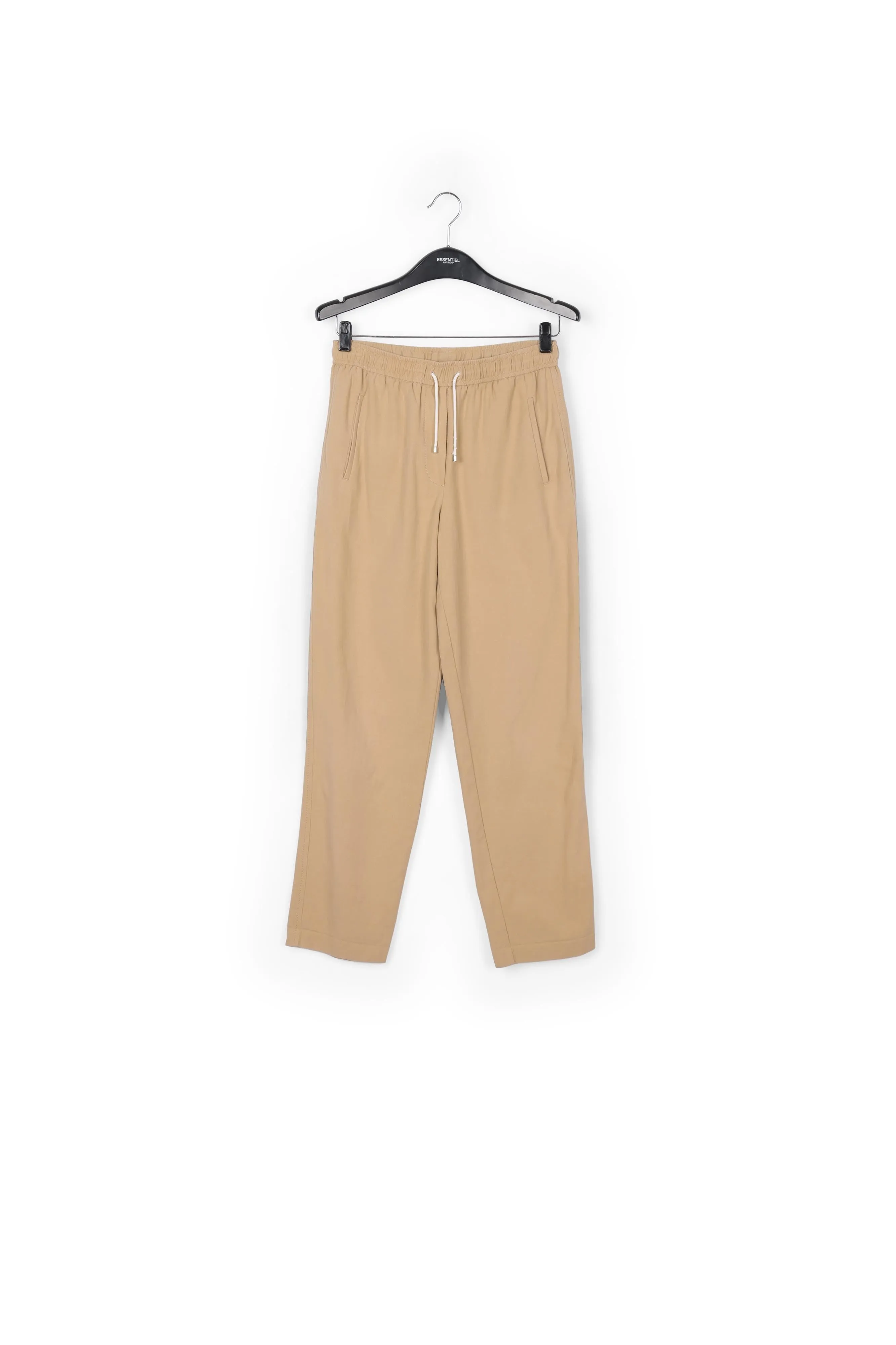 Beige cotton tapered pants
