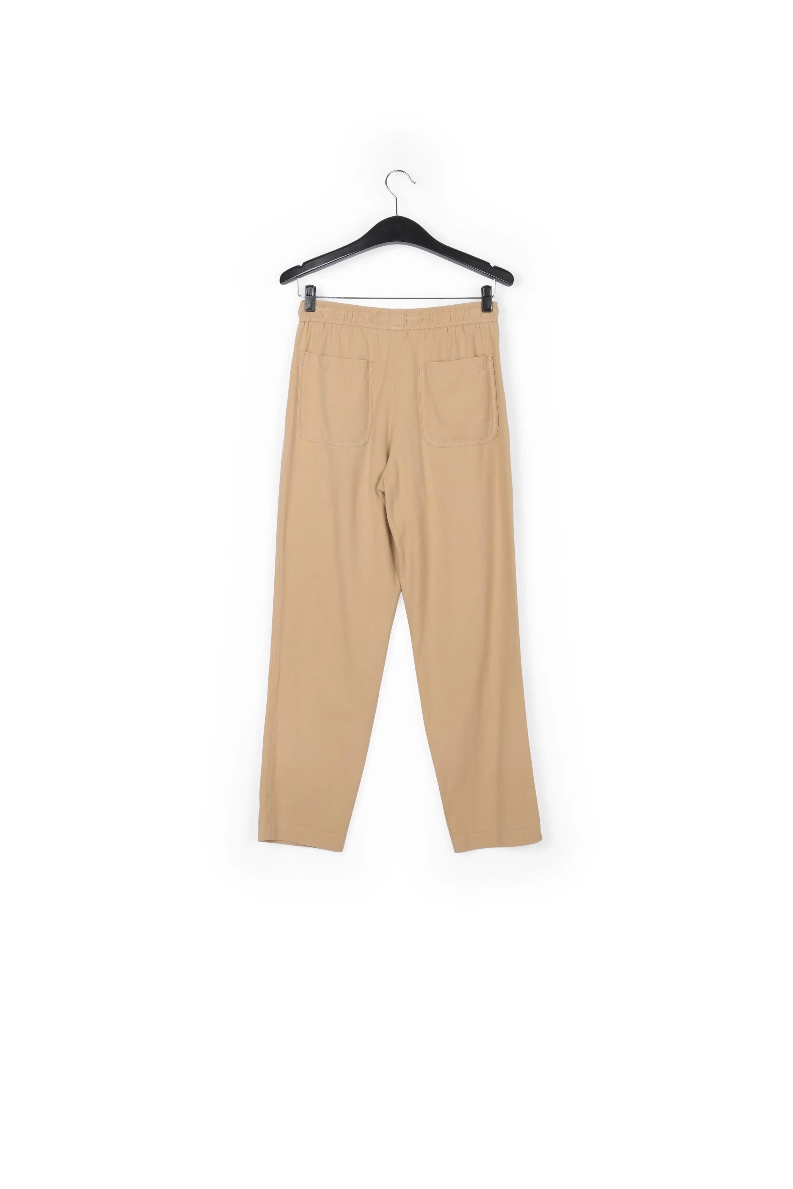 Beige cotton tapered pants