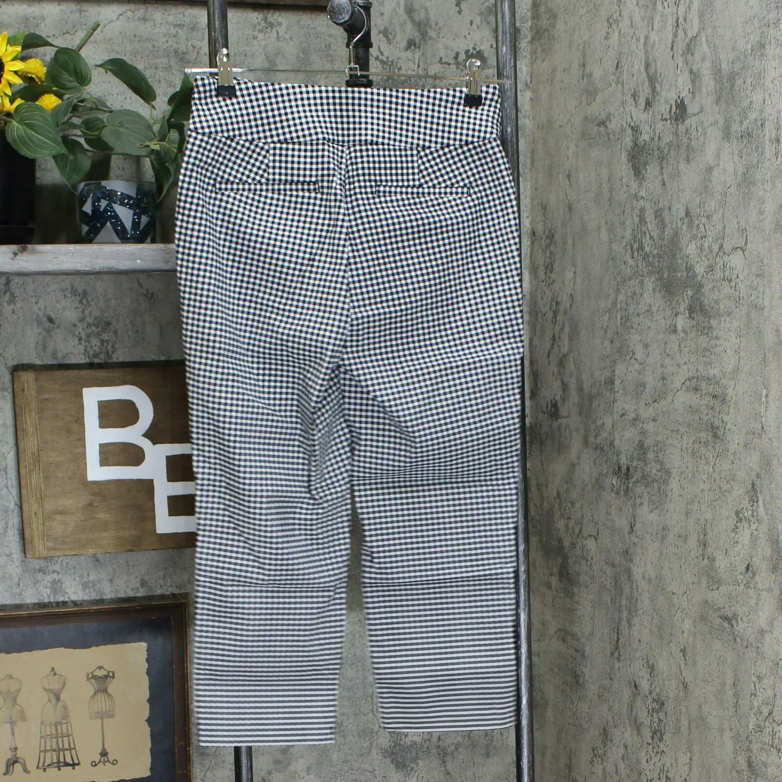 Belle by Kim Gravel Women's Citi Twill Gingham Print Cropped Pants