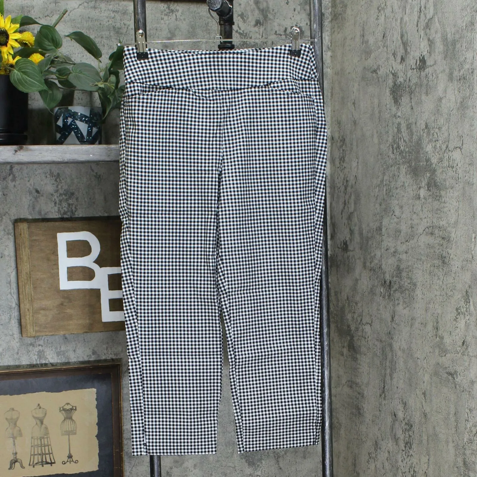 Belle by Kim Gravel Women's Citi Twill Gingham Print Cropped Pants