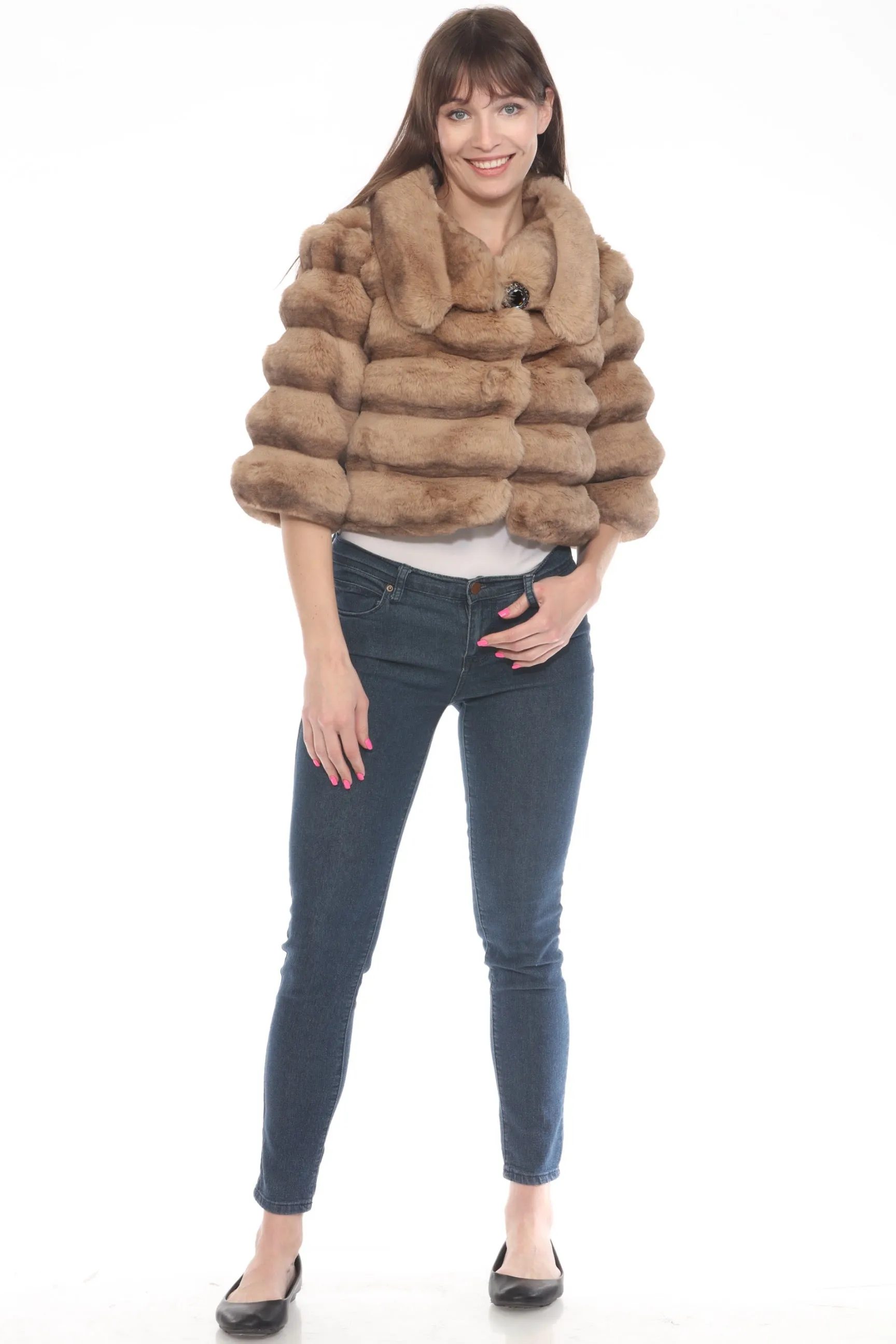 Belle Fare Premium Cropped Faux Fur Coat FX316S