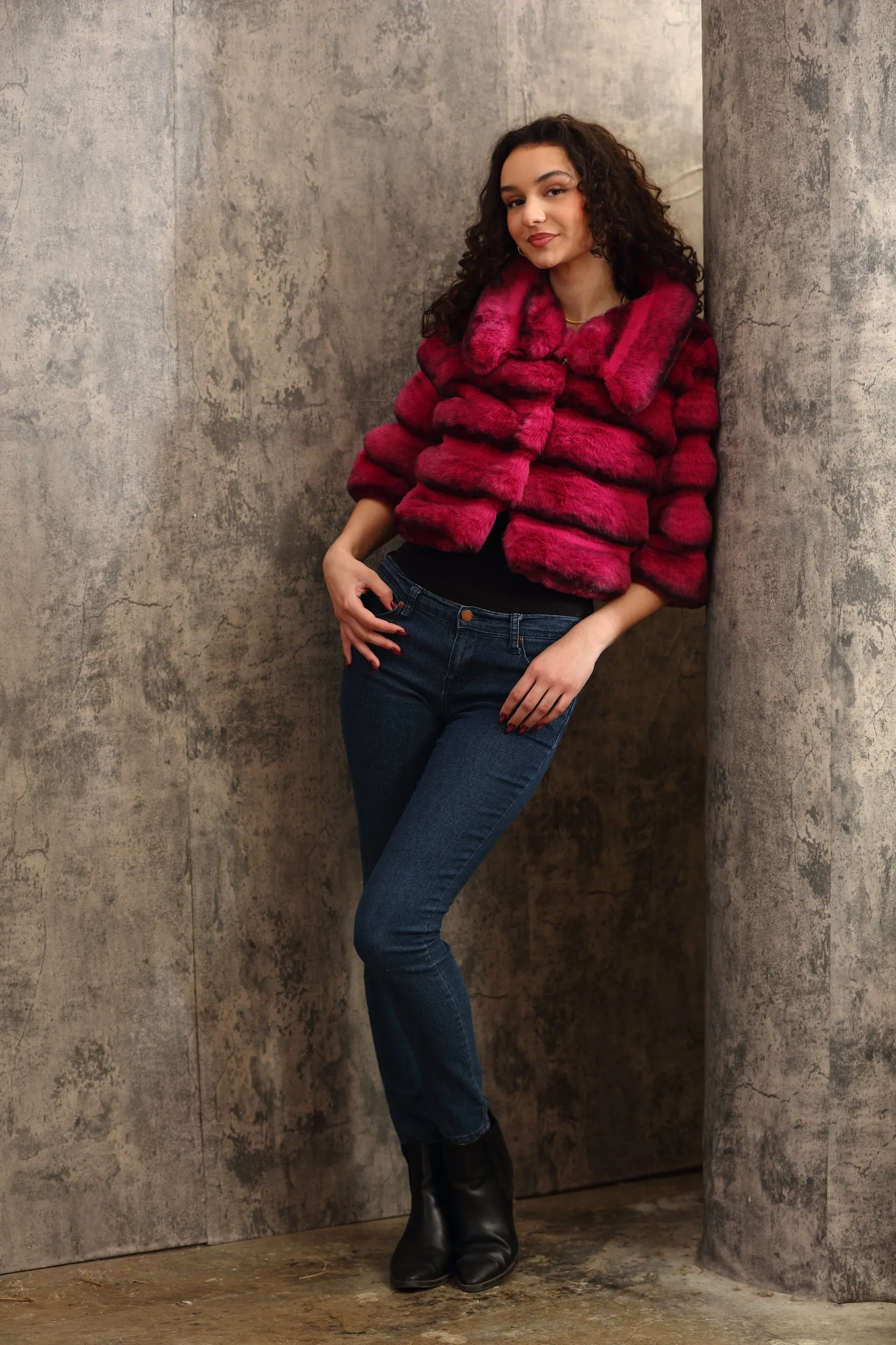 Belle Fare Premium Cropped Faux Fur Coat FX316S