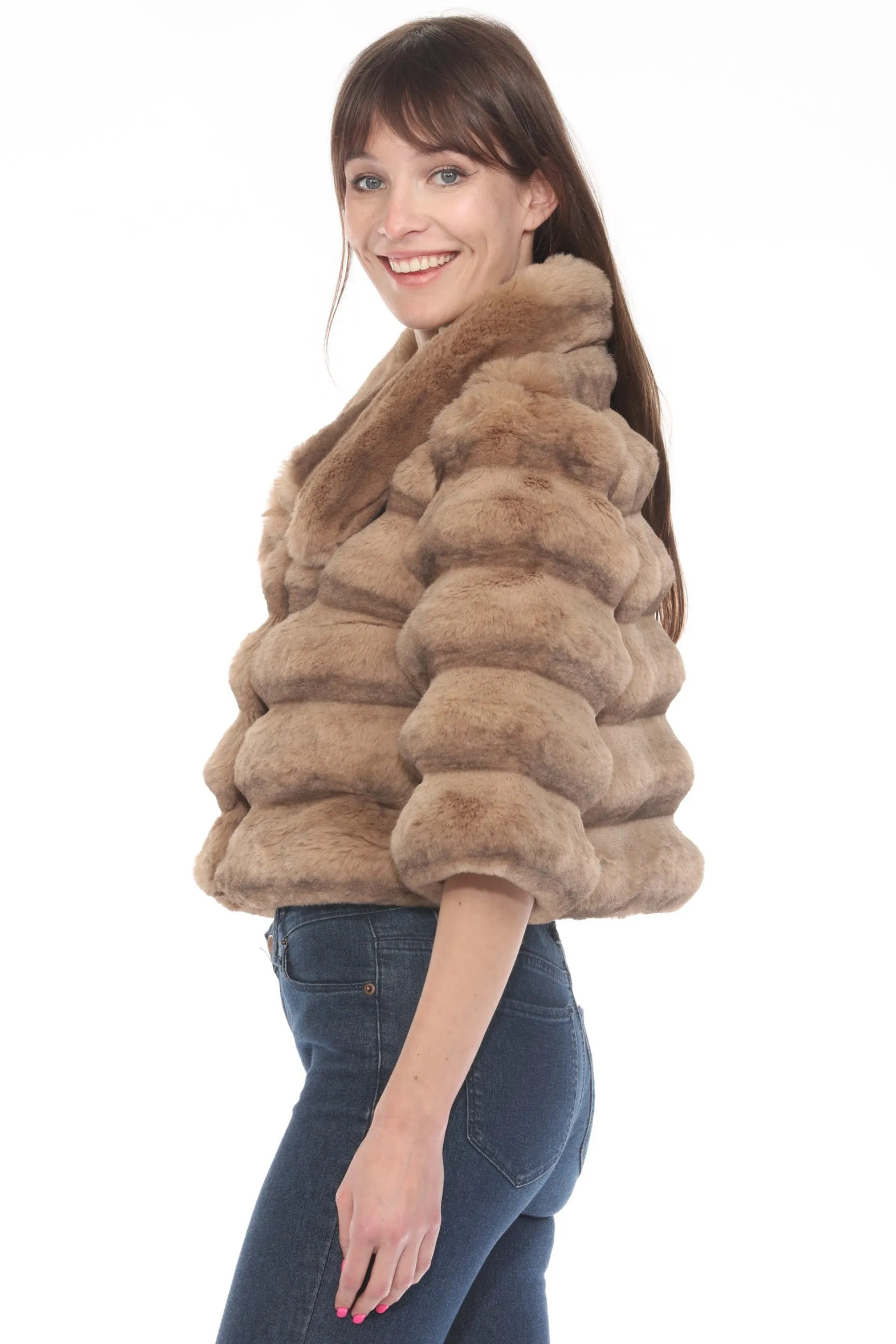 Belle Fare Premium Cropped Faux Fur Coat FX316S