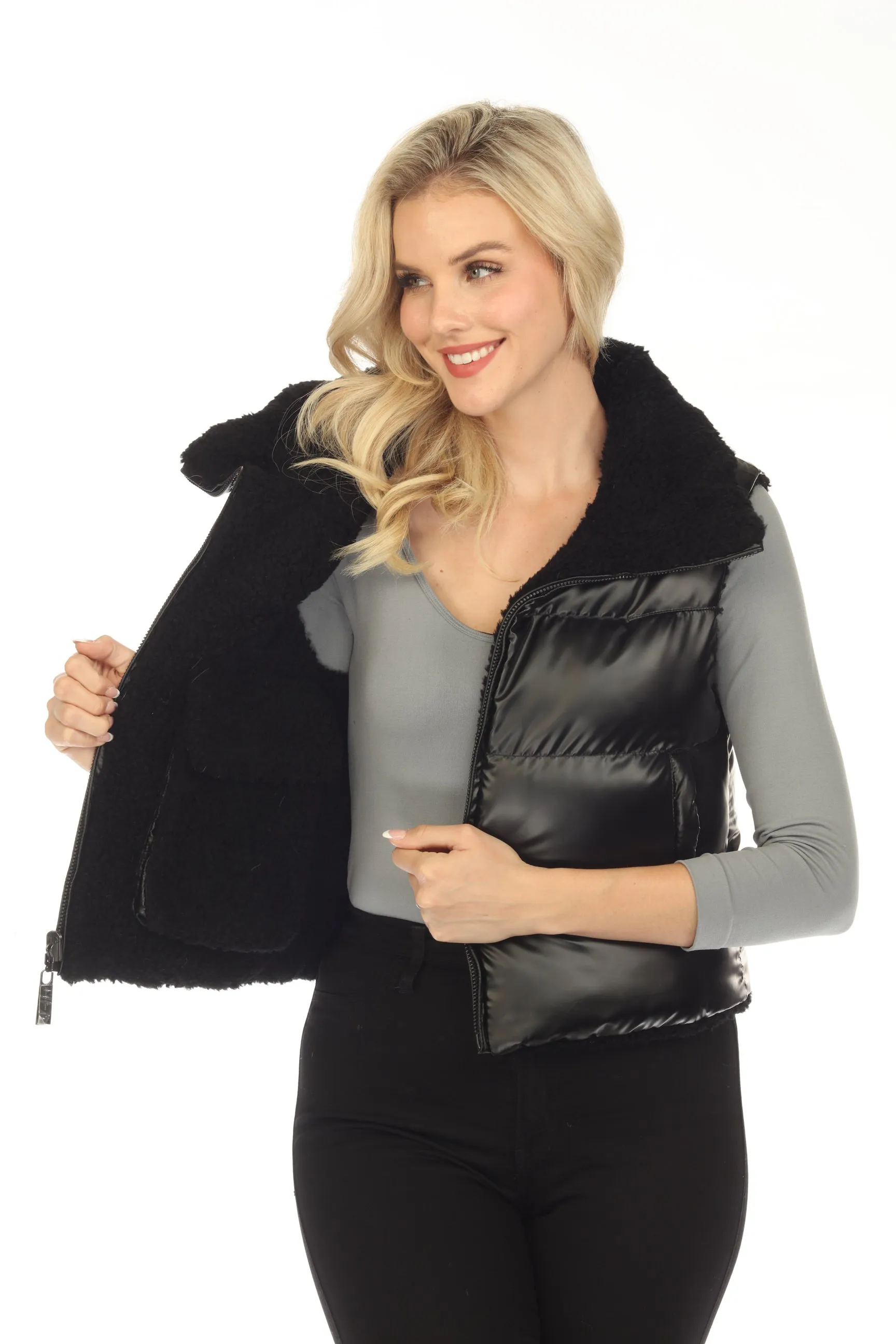 Belle Fare Premium The Lodi Faux Shearling Reversible Vest FXV67