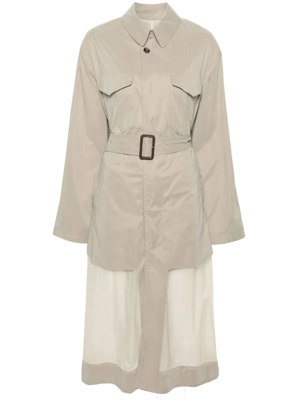 belted panelled trench coat