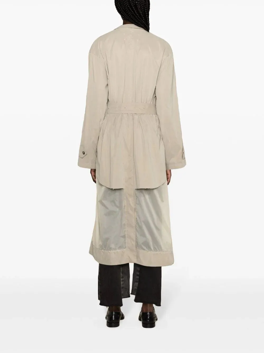 belted panelled trench coat