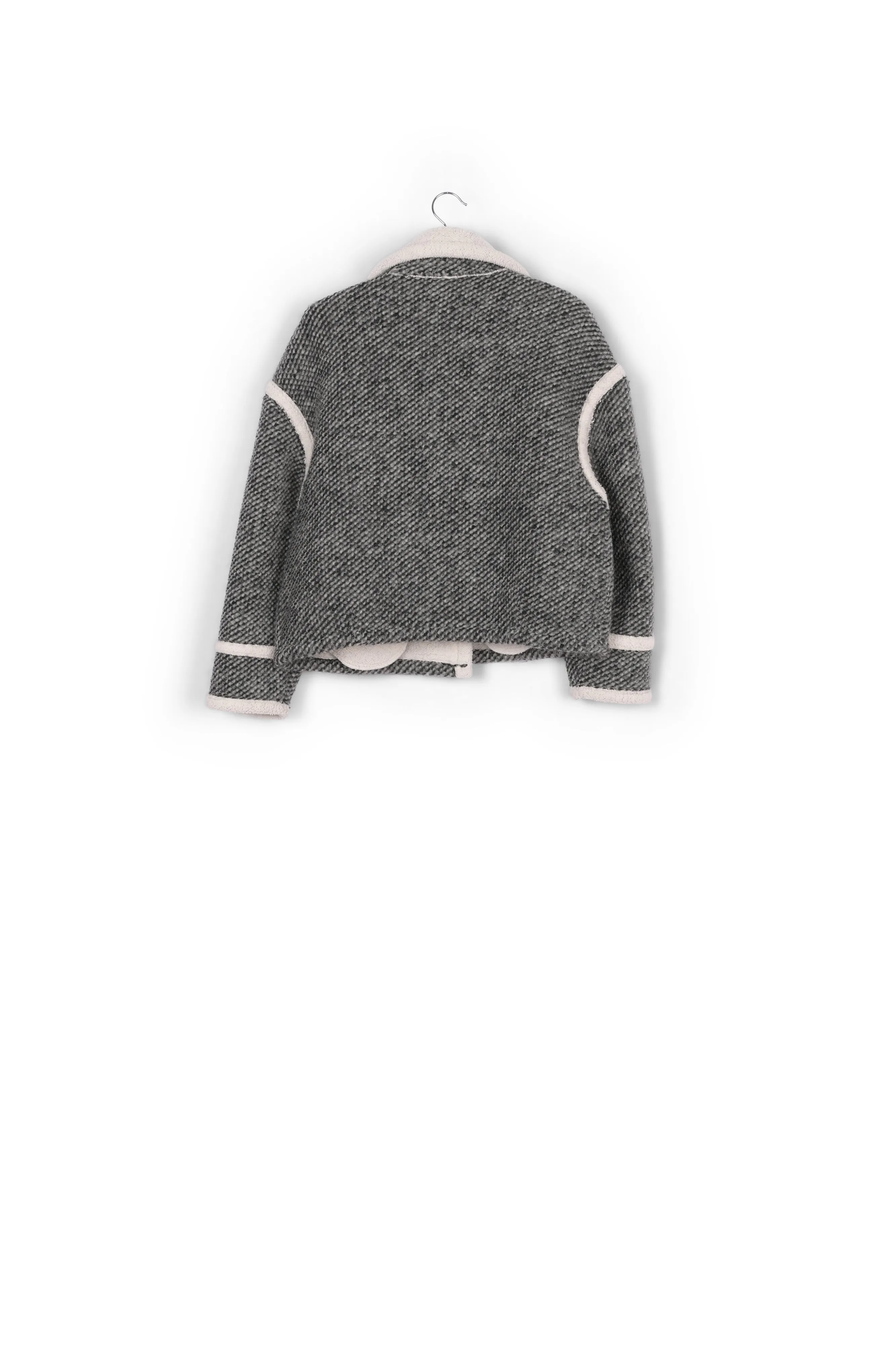 Black and off-white faux fur jacket