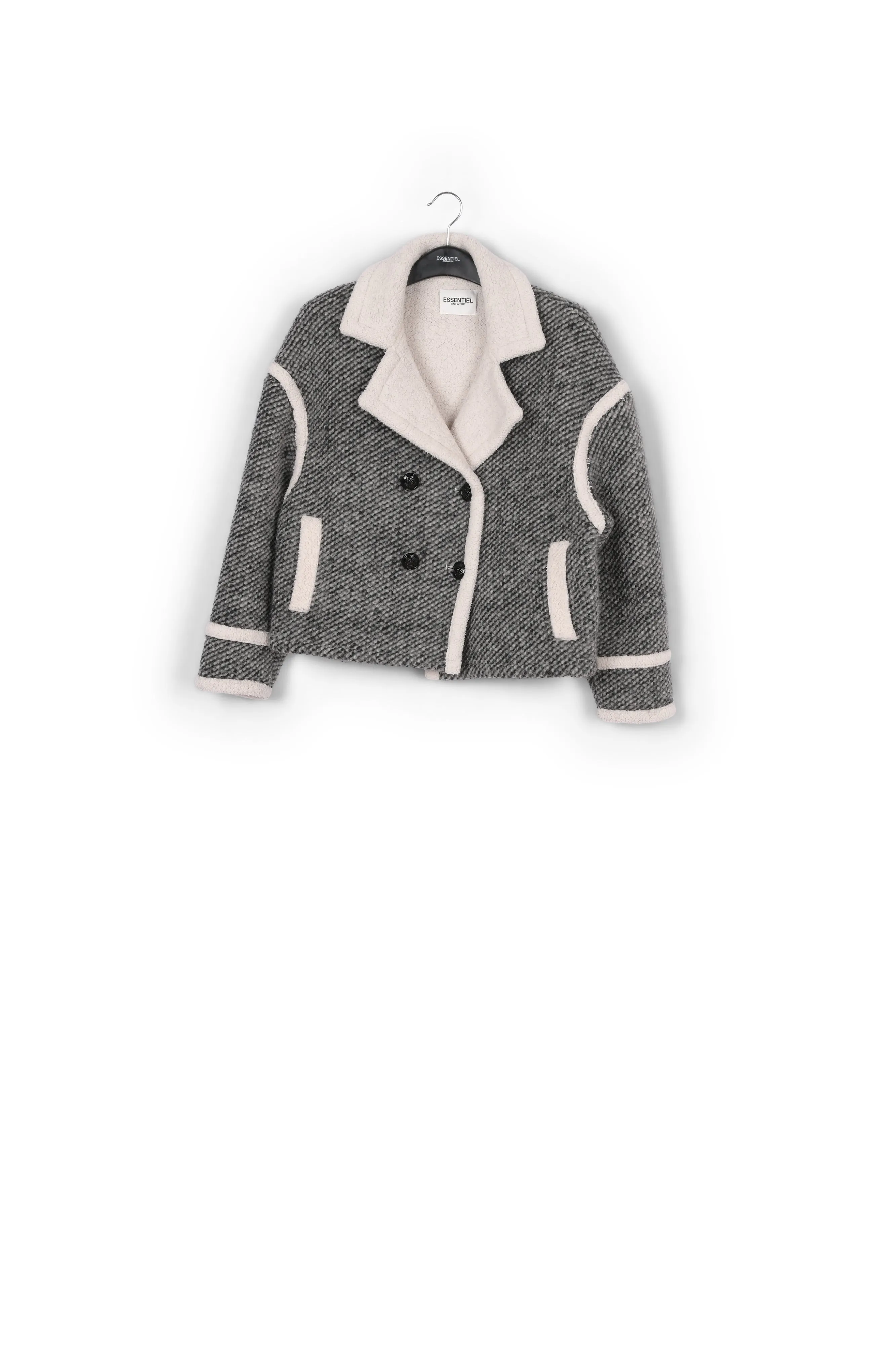 Black and off-white faux fur jacket
