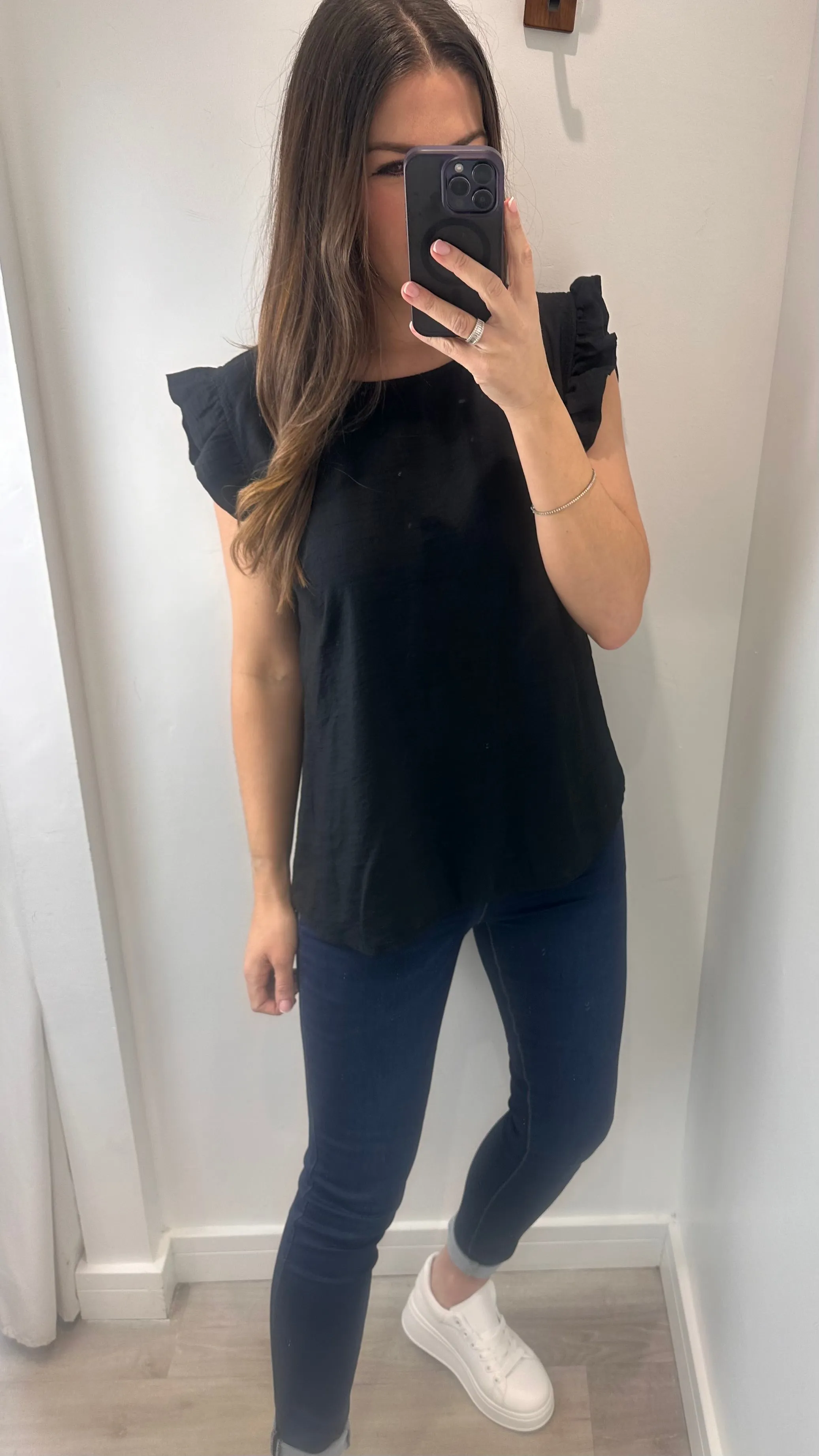 BLACK BUTTON BACK TOP