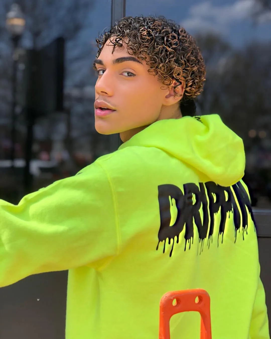 Black Drippin (F&B) | Safety Yellow Zip Up Jacket (Solid Checkered Drippin Sleeves)