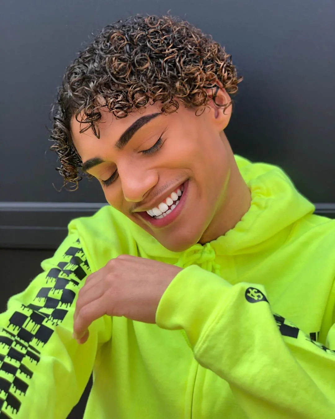 Black Drippin (F&B) | Safety Yellow Zip Up Jacket (Solid Checkered Drippin Sleeves)